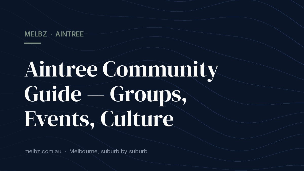 Title card: Aintree Community Guide — Groups, Events, Culture