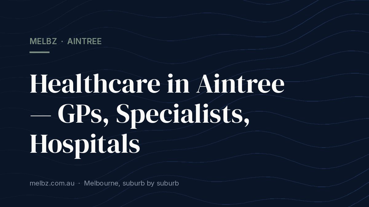 Title card: Healthcare in Aintree — GPs, Specialists, Hospitals