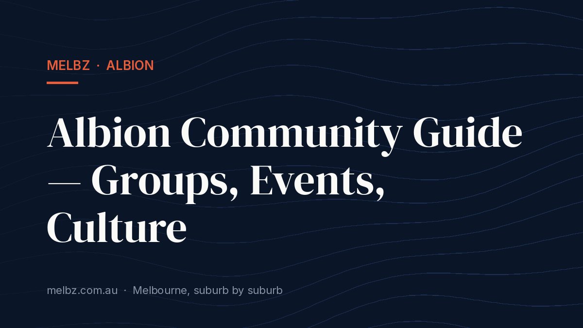 Title card: Albion Community Guide — Groups, Events, Culture