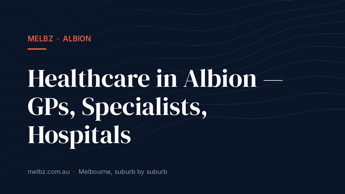 Title card: Healthcare in Albion — GPs, Specialists, Hospitals