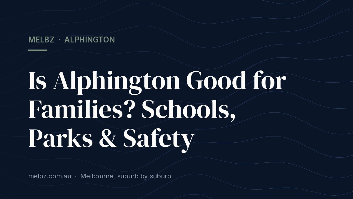 Title card: Is Alphington Good for Families? Schools, Parks & Safety