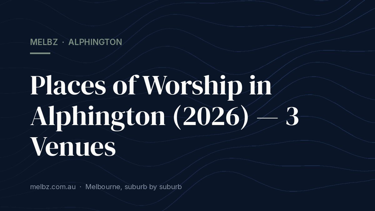 Title card: Places of Worship in Alphington (2026) — 3 Venues