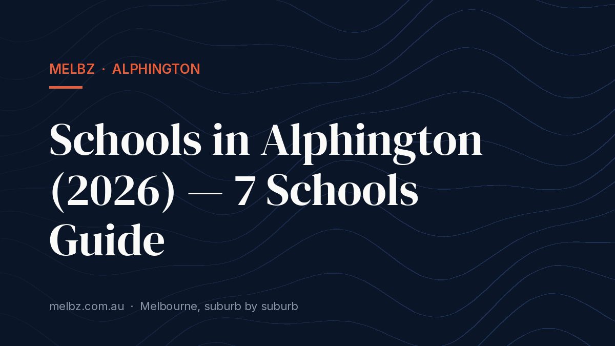 Title card: Schools in Alphington (2026) — 7 Schools Guide