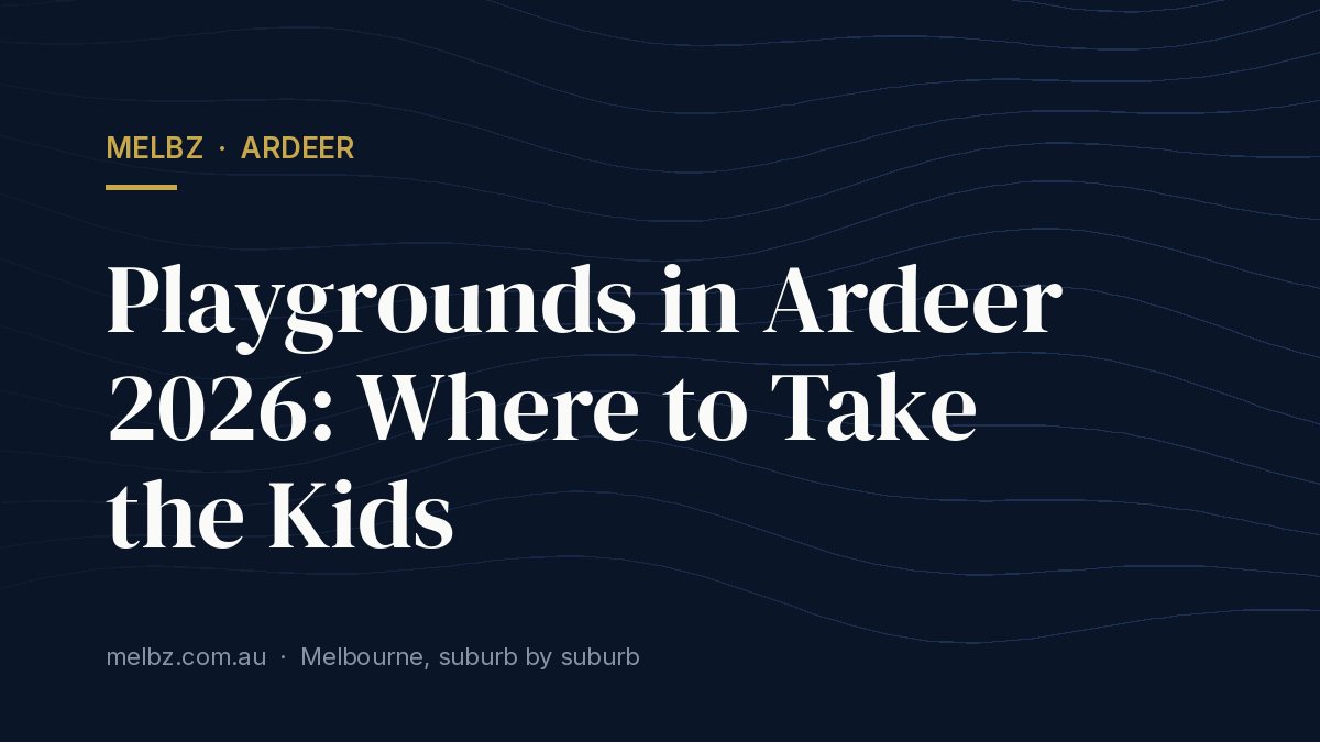 Title card: Playgrounds in Ardeer 2026: Where to Take the Kids