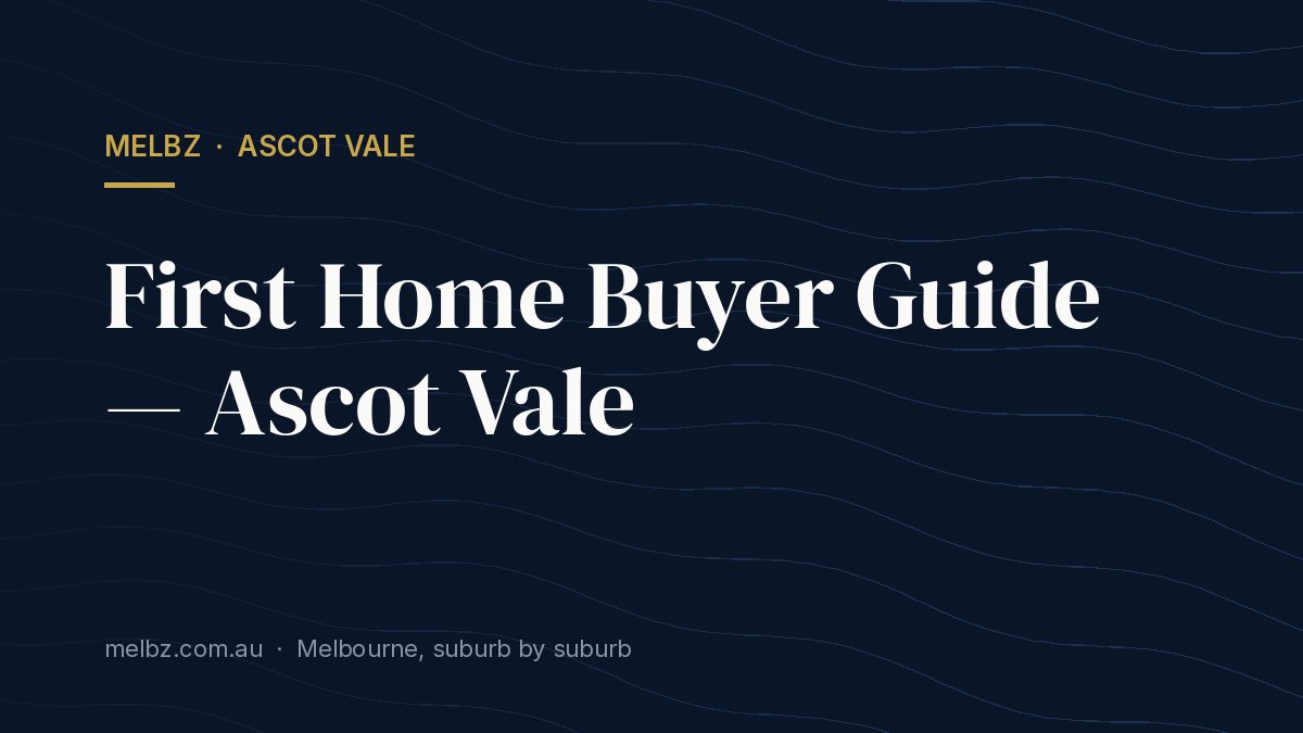 Title card: First Home Buyer Guide — Ascot Vale