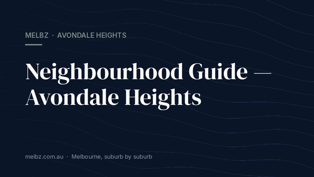 Title card: Neighbourhood Guide — Avondale Heights
