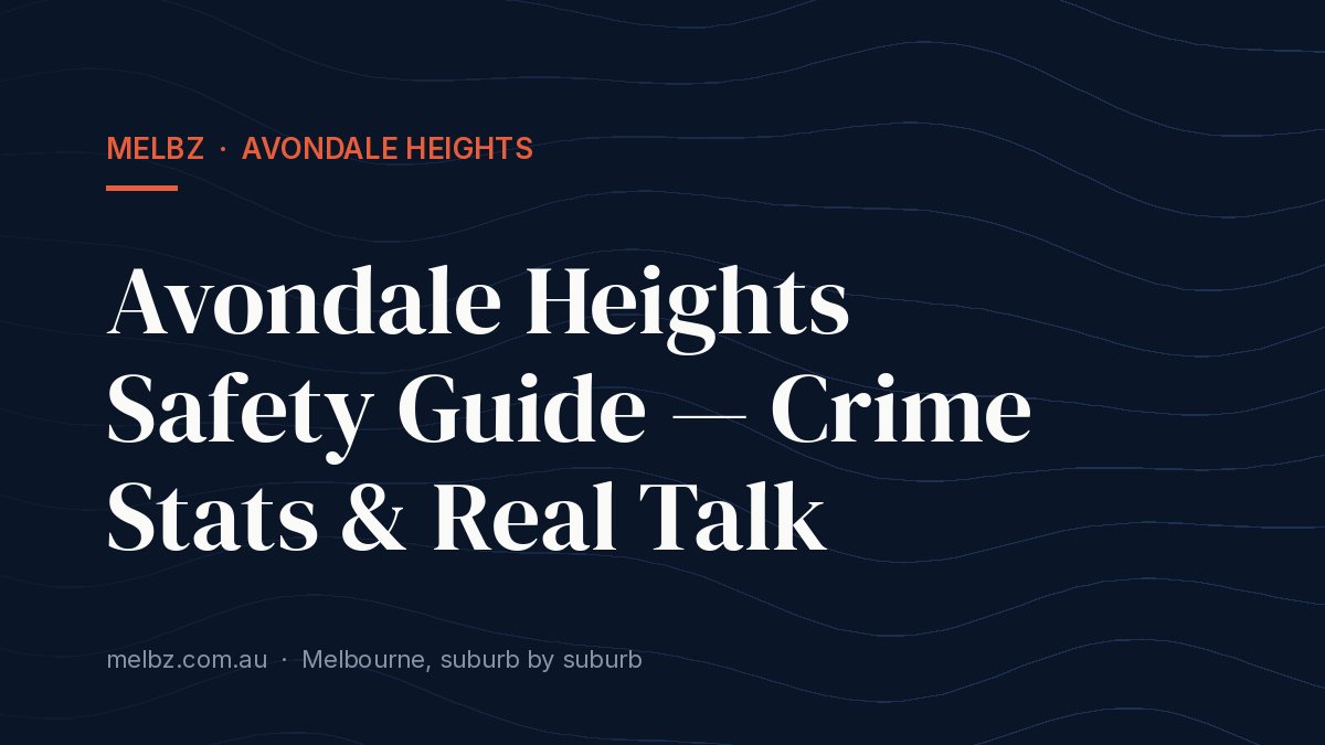 Title card: Avondale Heights Safety Guide — Crime Stats & Real Talk