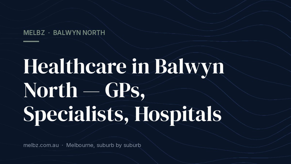 Title card: Healthcare in Balwyn North — GPs, Specialists, Hospitals