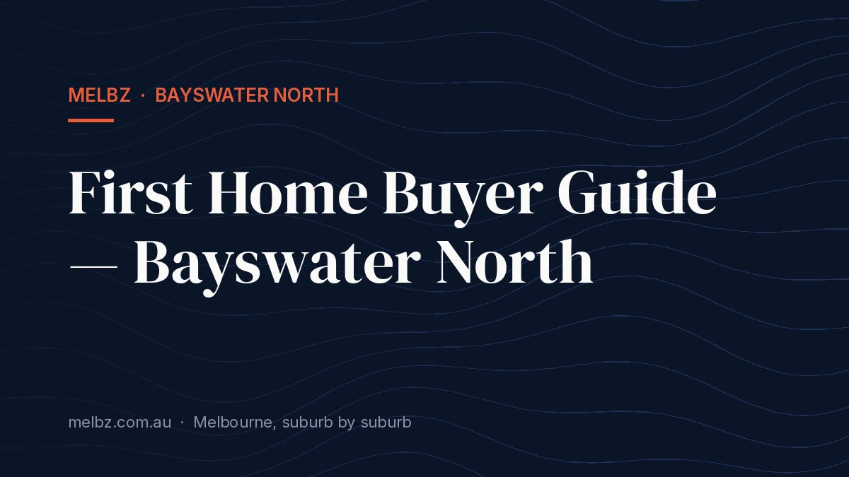 Title card: First Home Buyer Guide — Bayswater North