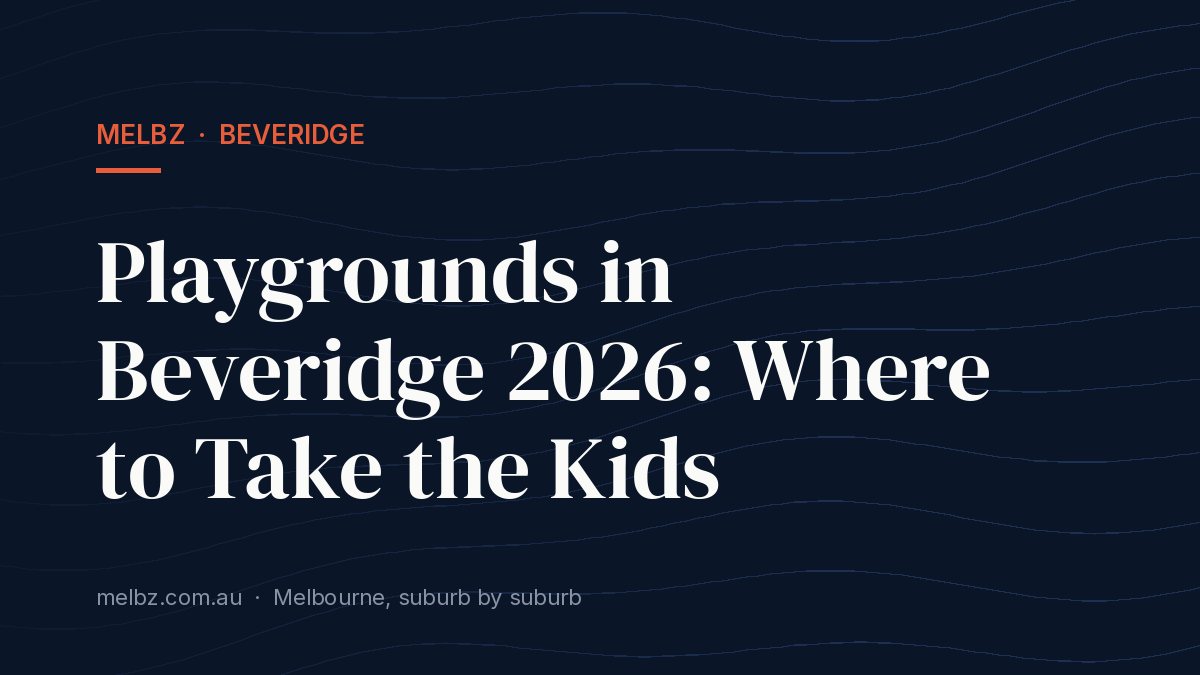 Title card: Playgrounds in Beveridge 2026: Where to Take the Kids