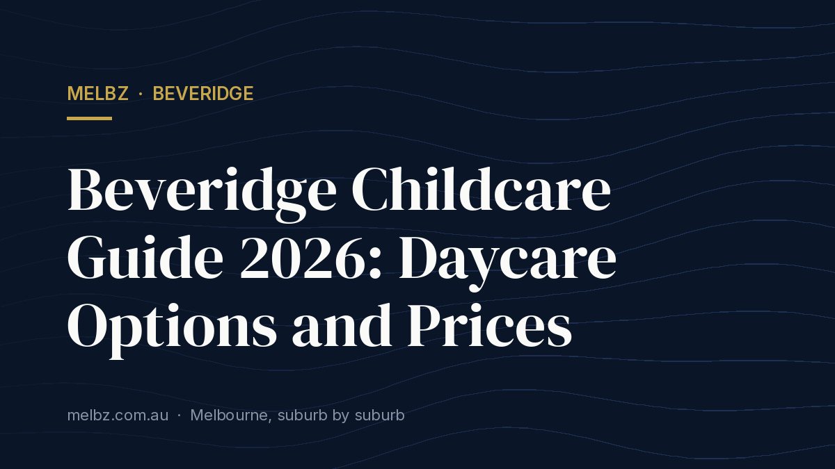 Title card: Beveridge Childcare Guide 2026: Daycare Options and Prices