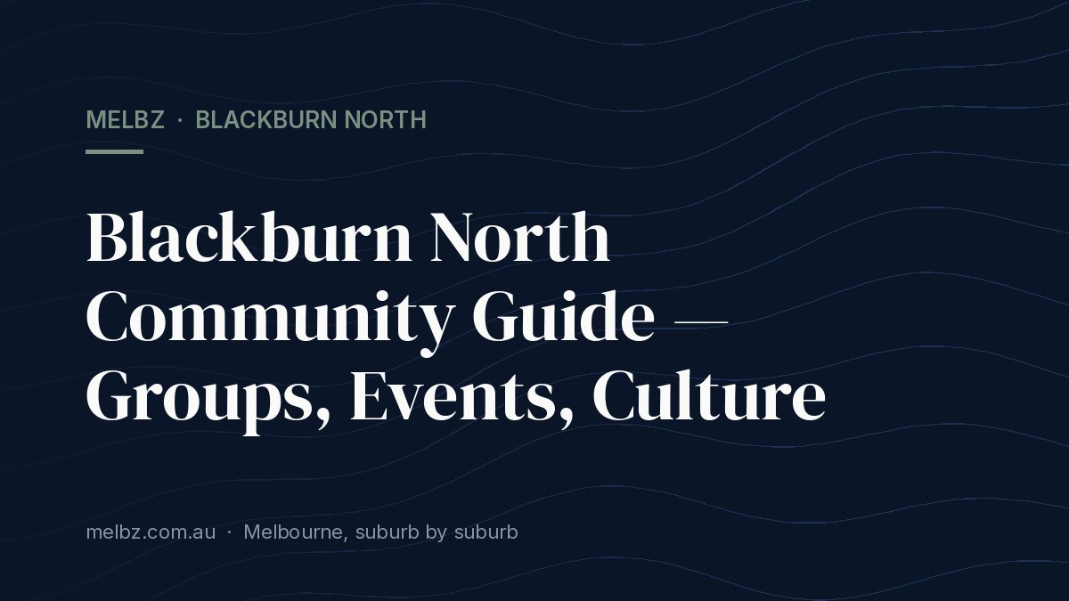 Title card: Blackburn North Community Guide — Groups, Events, Culture