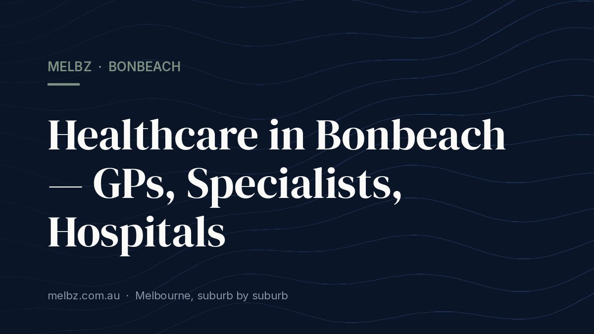 Title card: Healthcare in Bonbeach — GPs, Specialists, Hospitals