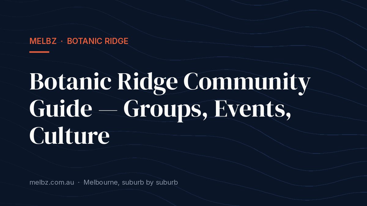 Title card: Botanic Ridge Community Guide — Groups, Events, Culture