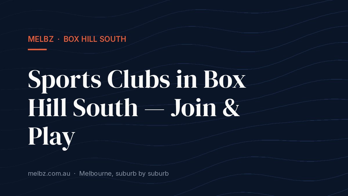 Title card: Sports Clubs in Box Hill South — Join & Play