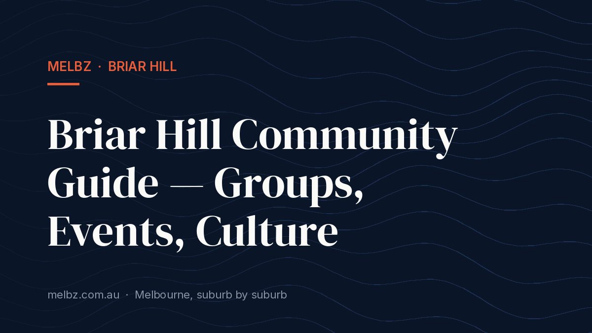 Title card: Briar Hill Community Guide — Groups, Events, Culture