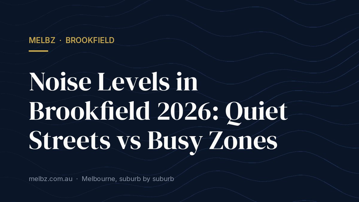 Title card: Noise Levels in Brookfield 2026: Quiet Streets vs Busy Zones