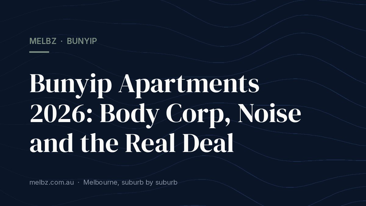 Title card: Bunyip Apartments 2026: Body Corp, Noise and the Real Deal