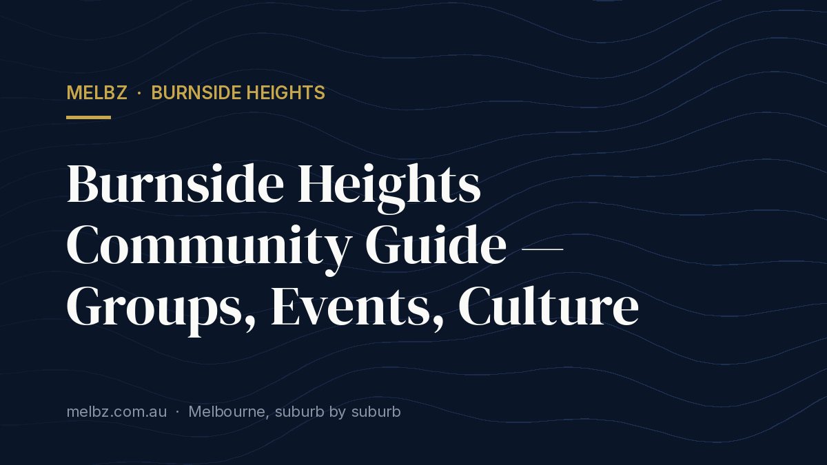 Title card: Burnside Heights Community Guide — Groups, Events, Culture