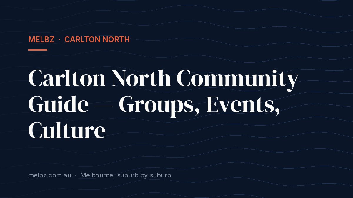 Title card: Carlton North Community Guide — Groups, Events, Culture