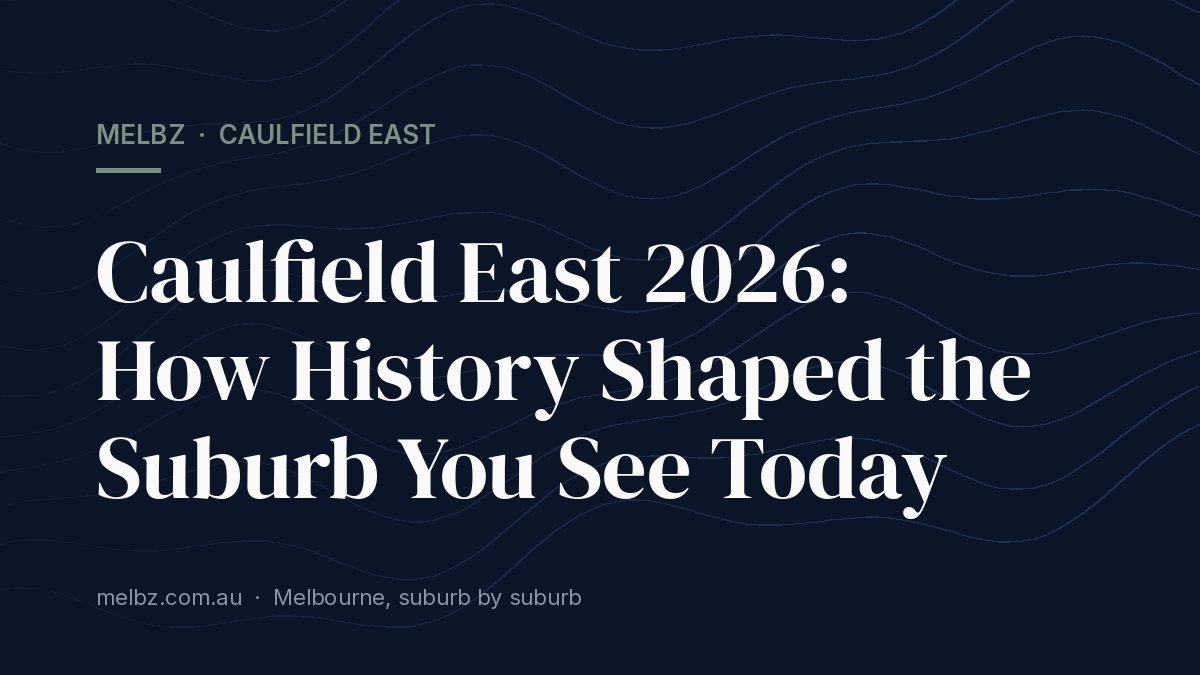 Title card: Caulfield East 2026: How History Shaped the Suburb You See Today