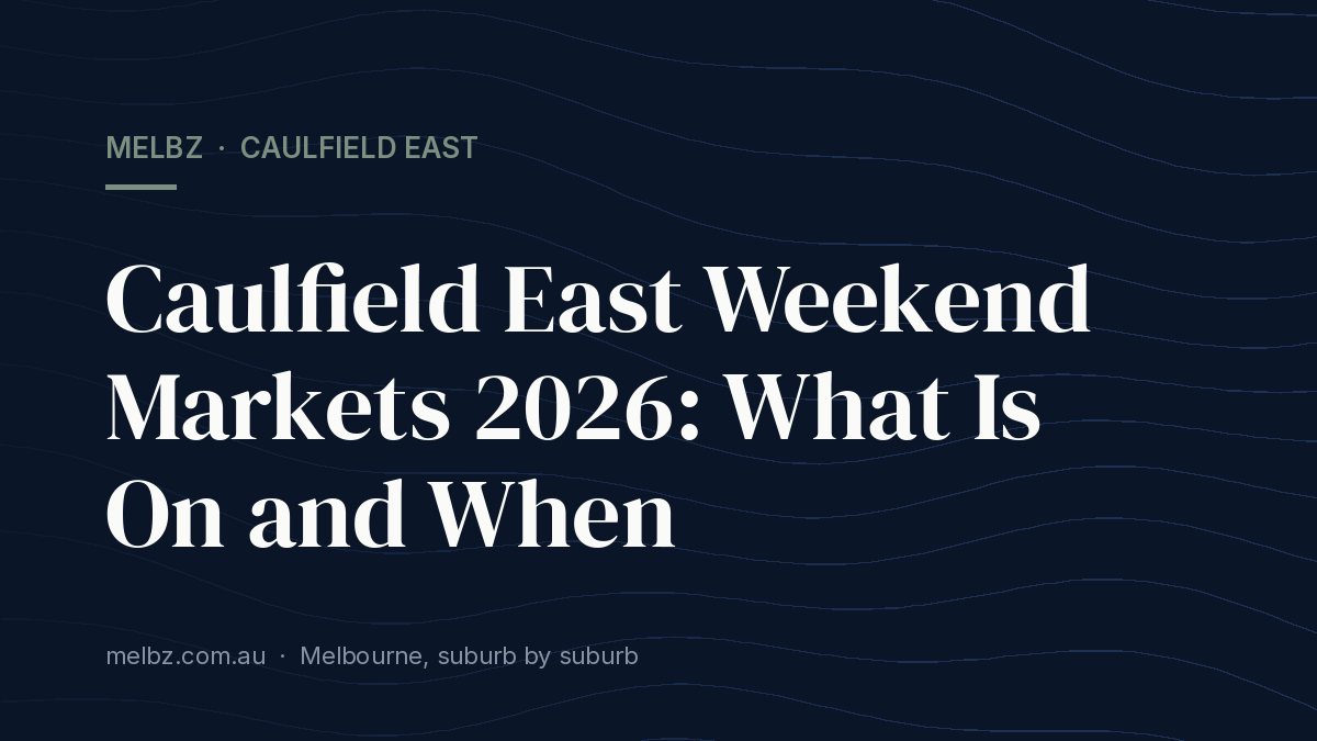 Title card: Caulfield East Weekend Markets 2026: What Is On and When
