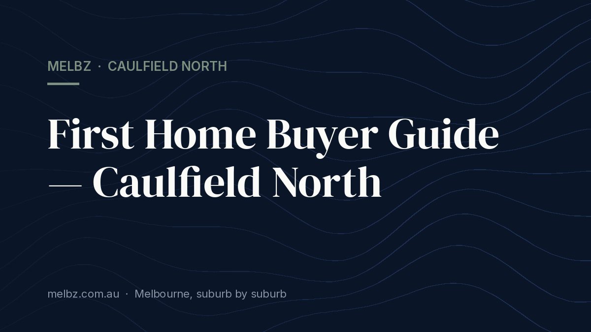 Title card: First Home Buyer Guide — Caulfield North