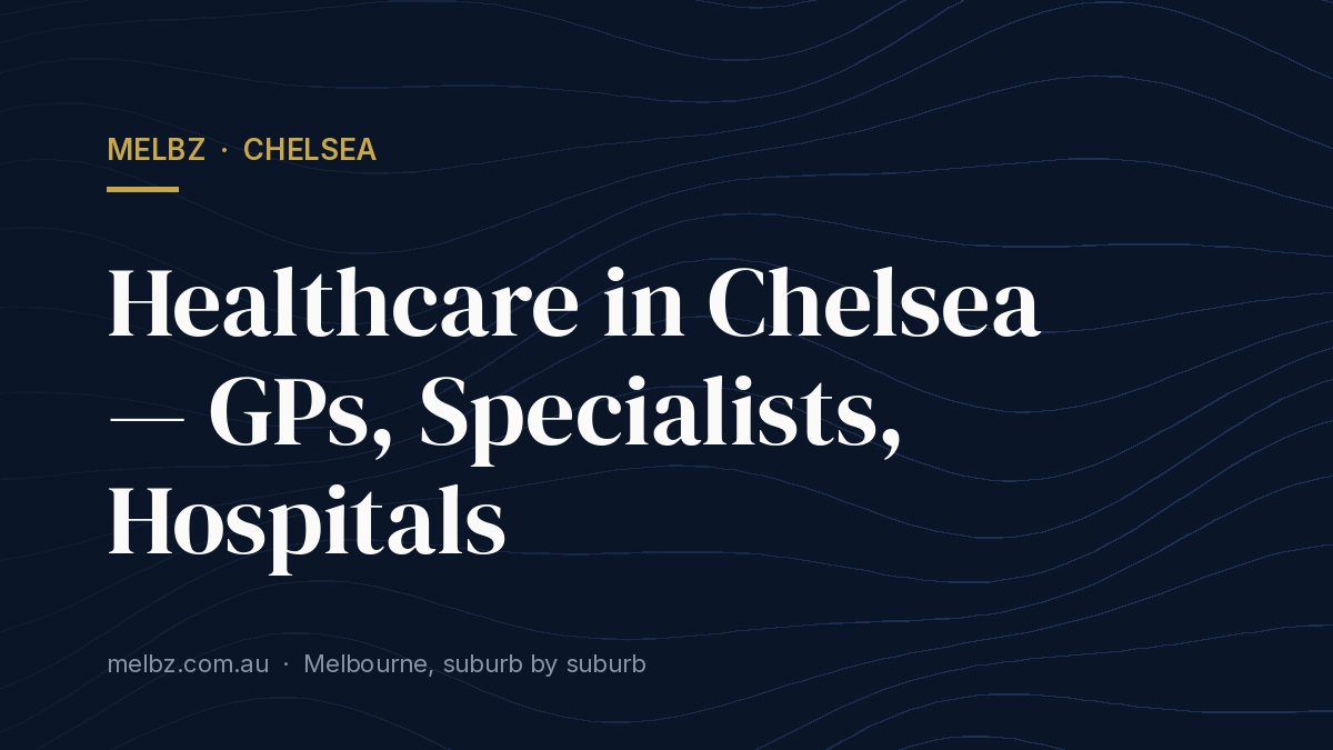 Title card: Healthcare in Chelsea — GPs, Specialists, Hospitals