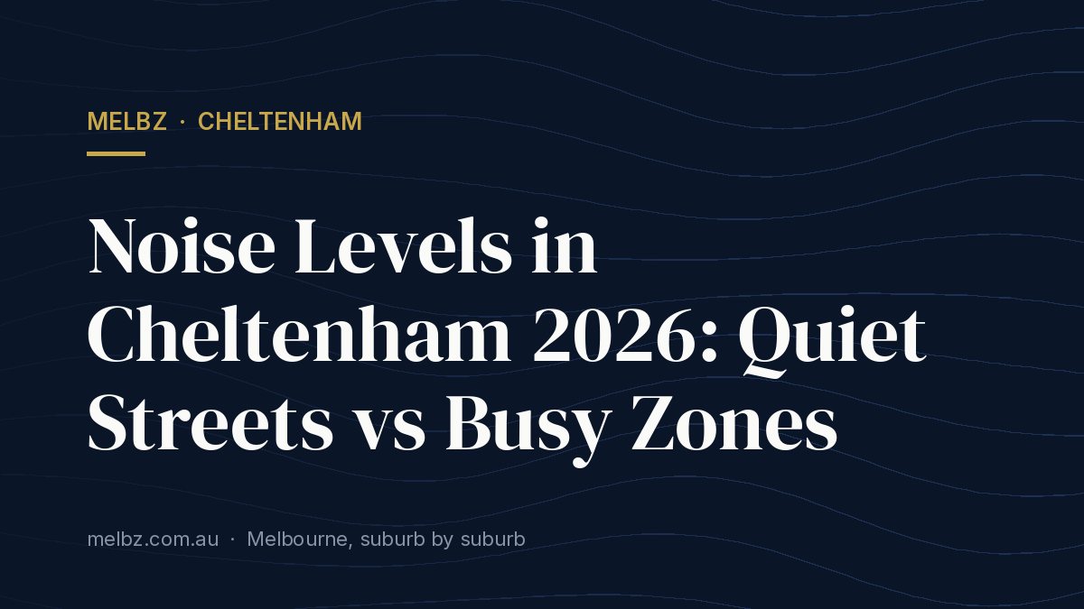 Title card: Noise Levels in Cheltenham 2026: Quiet Streets vs Busy Zones