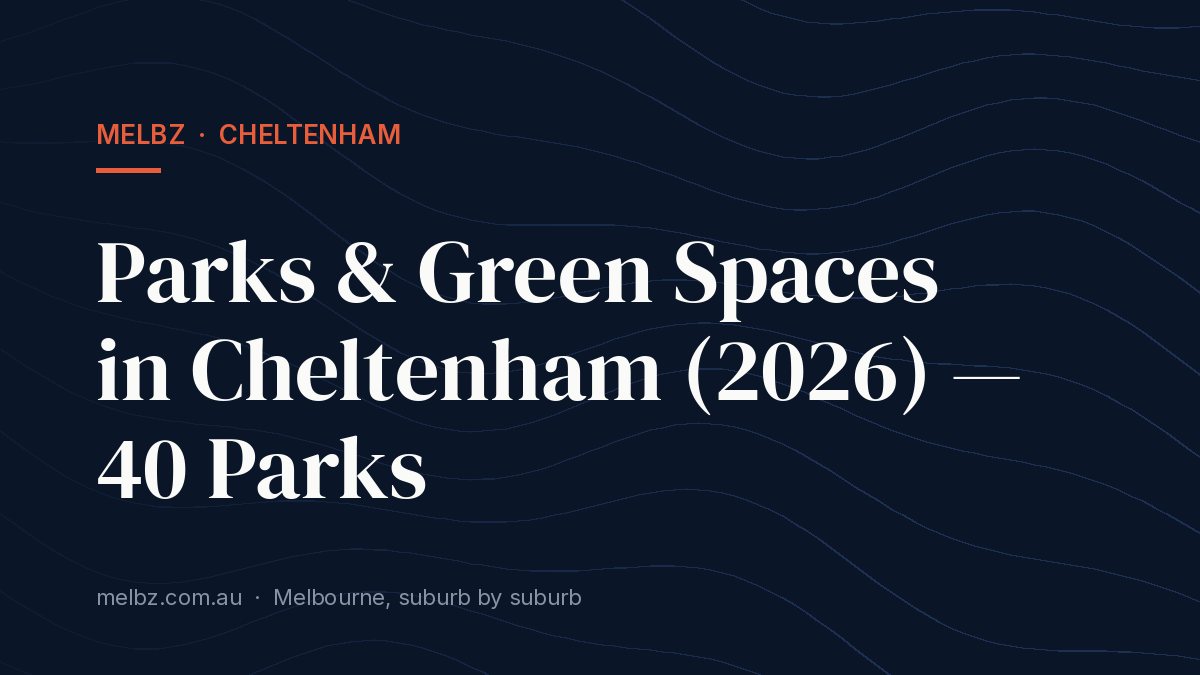 Title card: Parks & Green Spaces in Cheltenham (2026) — 40 Parks