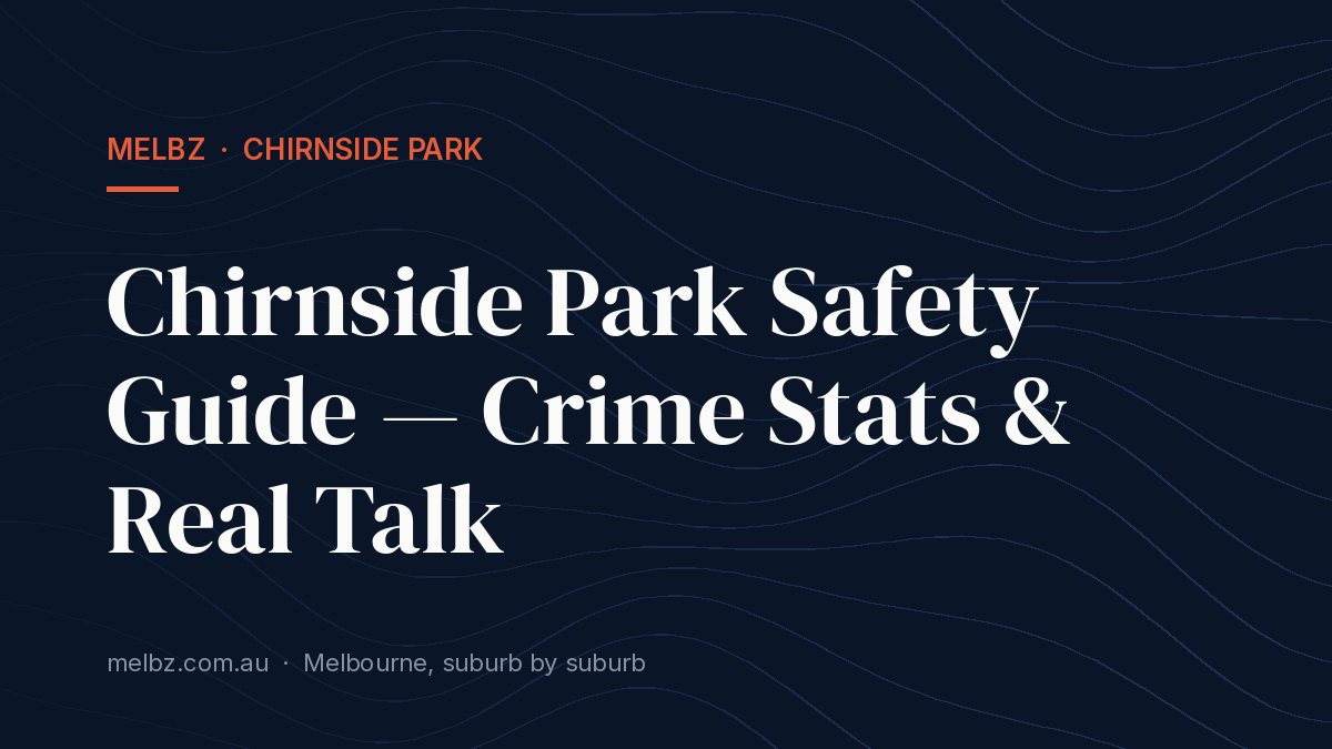 Title card: Chirnside Park Safety Guide — Crime Stats & Real Talk