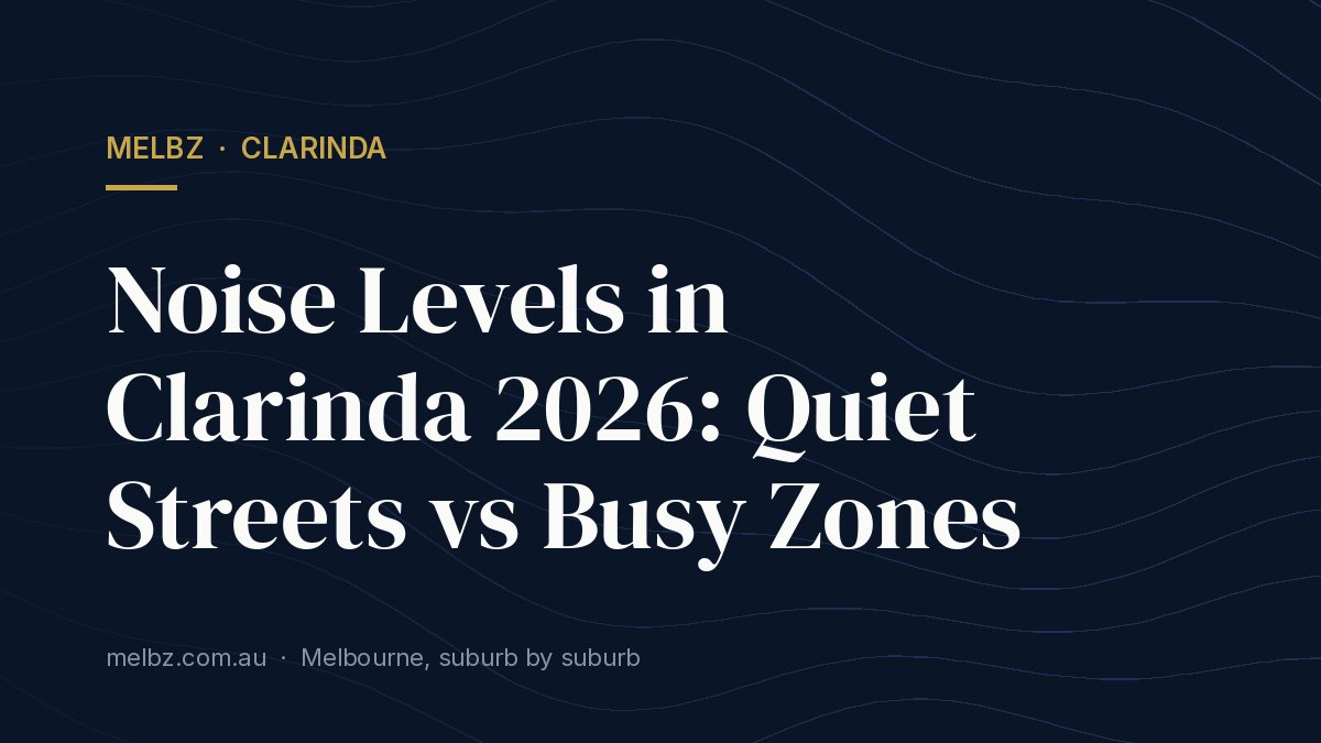 Title card: Noise Levels in Clarinda 2026: Quiet Streets vs Busy Zones