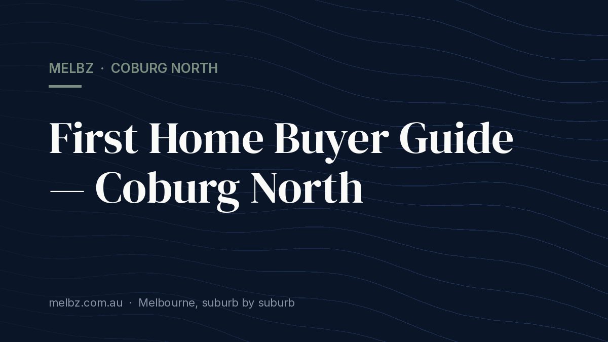Title card: First Home Buyer Guide — Coburg North