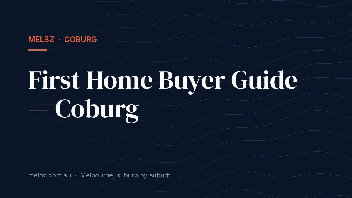 Title card: First Home Buyer Guide — Coburg