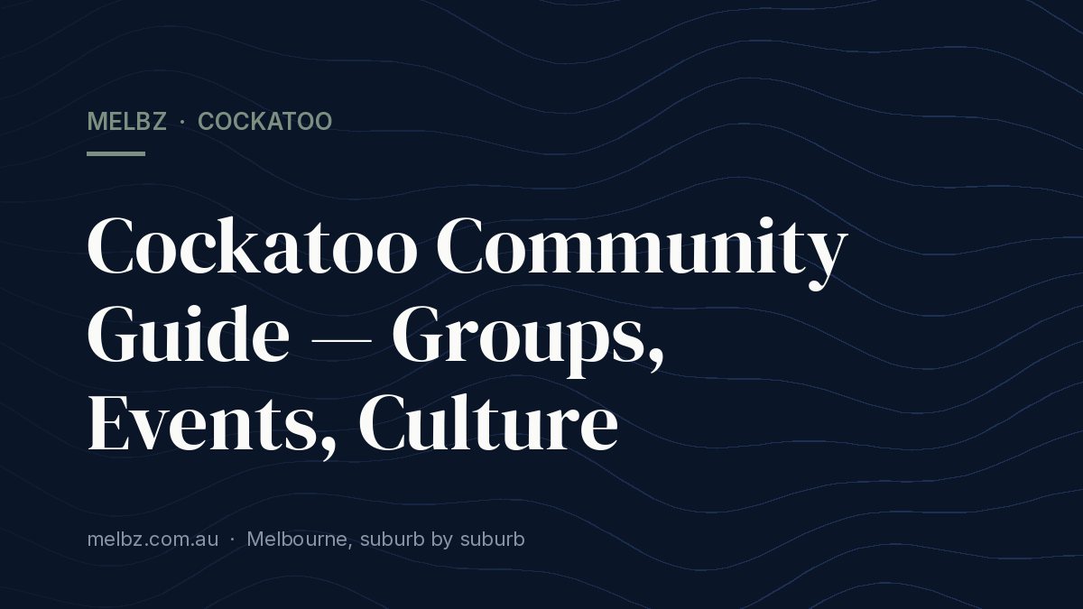 Title card: Cockatoo Community Guide — Groups, Events, Culture