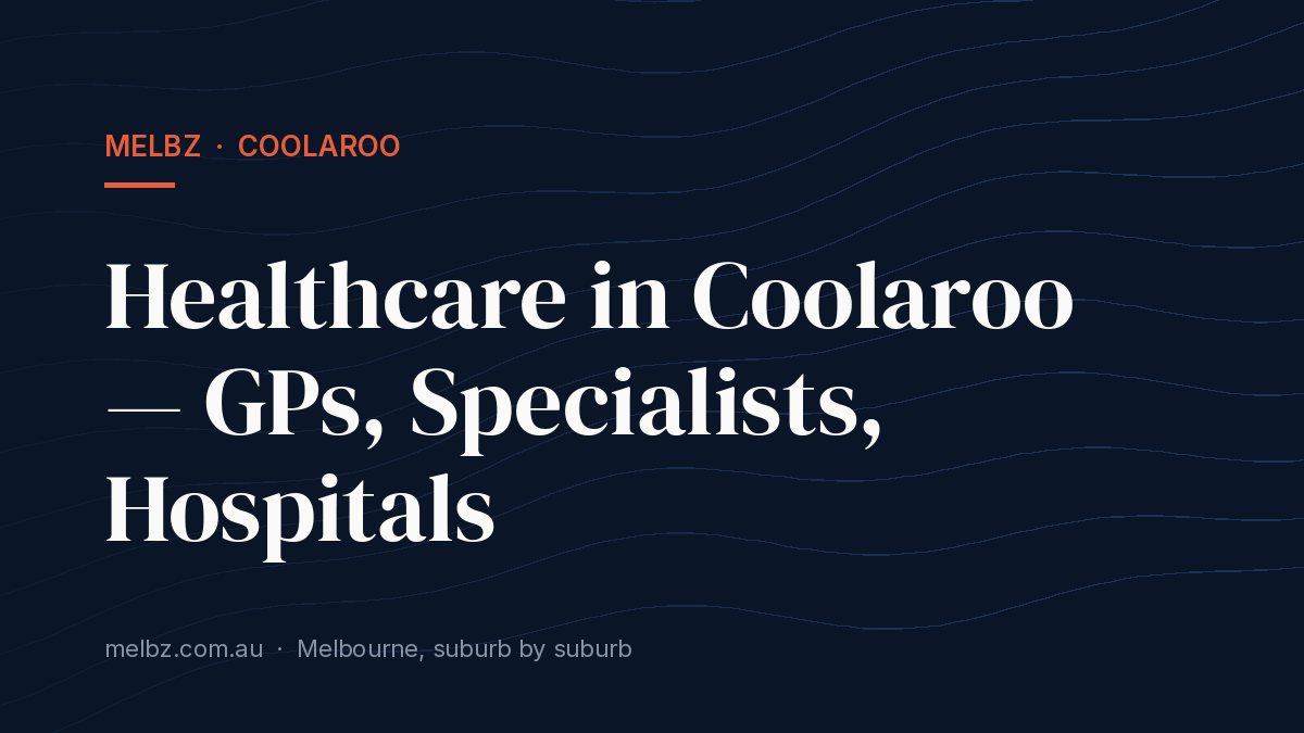 Title card: Healthcare in Coolaroo — GPs, Specialists, Hospitals
