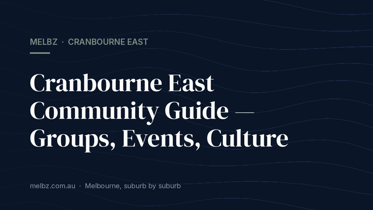 Title card: Cranbourne East Community Guide — Groups, Events, Culture