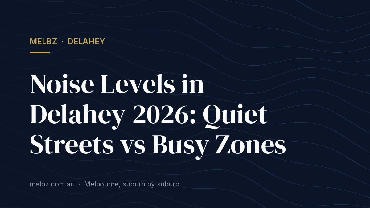 Title card: Noise Levels in Delahey 2026: Quiet Streets vs Busy Zones