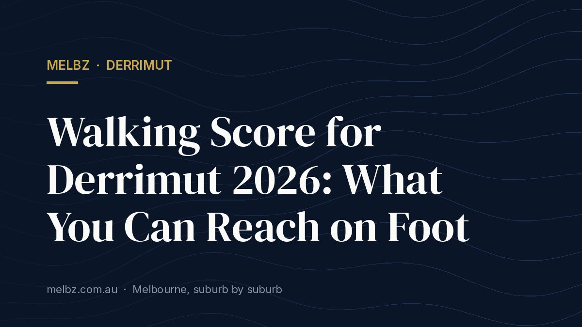 Title card: Walking Score for Derrimut 2026: What You Can Reach on Foot