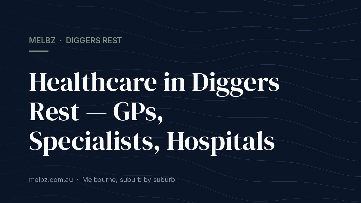 Title card: Healthcare in Diggers Rest — GPs, Specialists, Hospitals