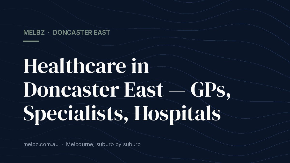 Title card: Healthcare in Doncaster East — GPs, Specialists, Hospitals