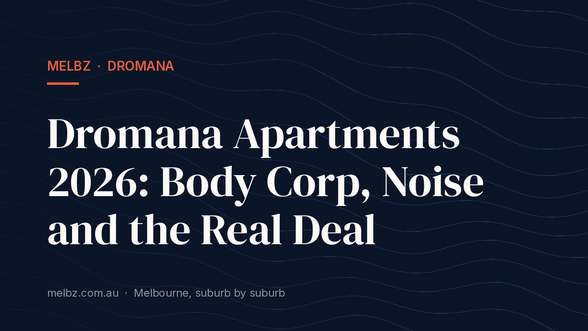 Title card: Dromana Apartments 2026: Body Corp, Noise and the Real Deal
