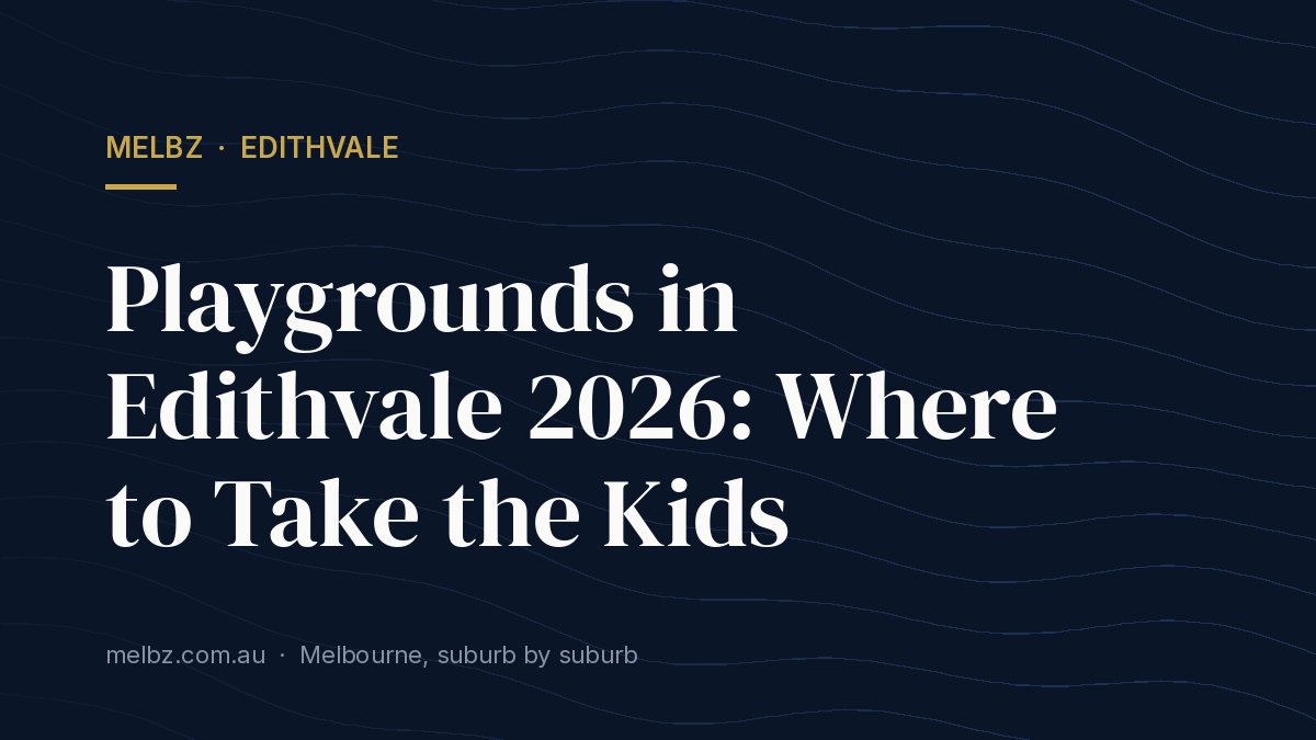Title card: Playgrounds in Edithvale 2026: Where to Take the Kids