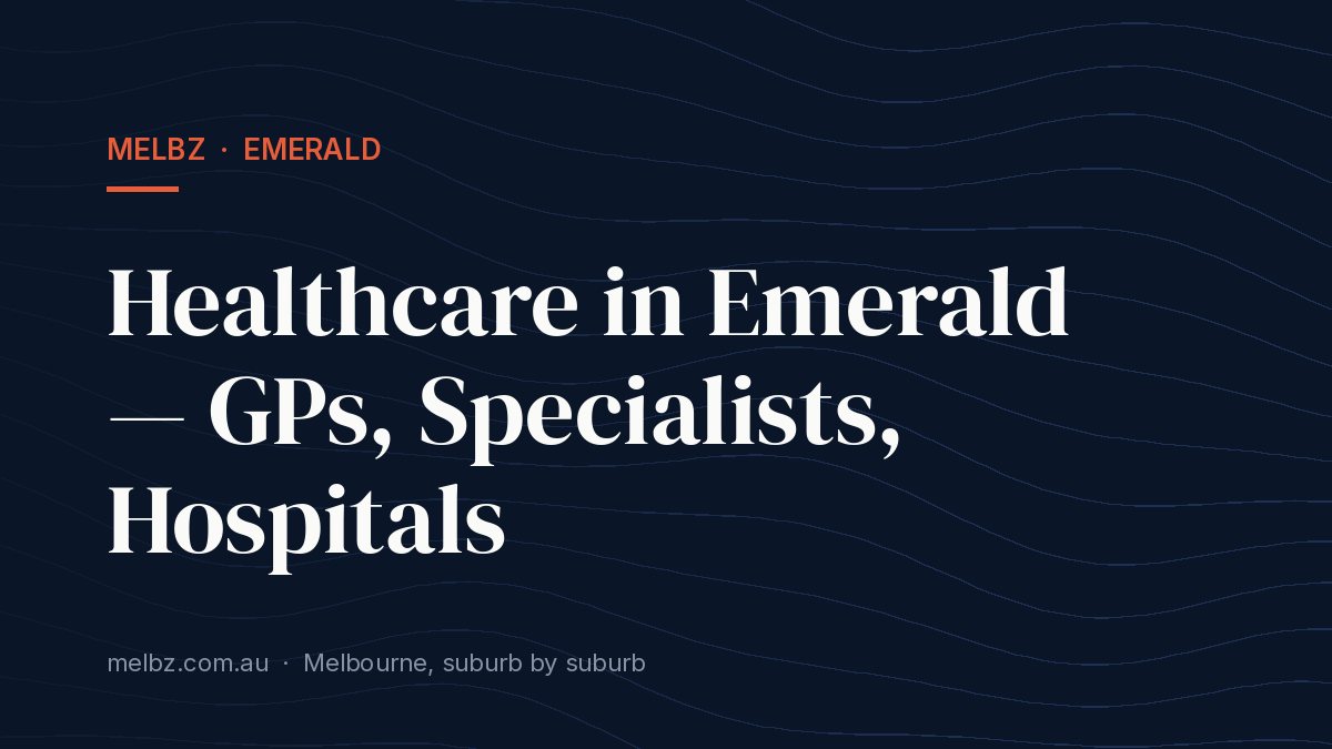 Title card: Healthcare in Emerald — GPs, Specialists, Hospitals