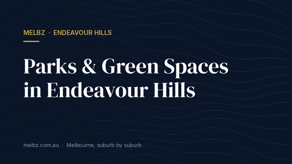 Title card: Parks & Green Spaces in Endeavour Hills