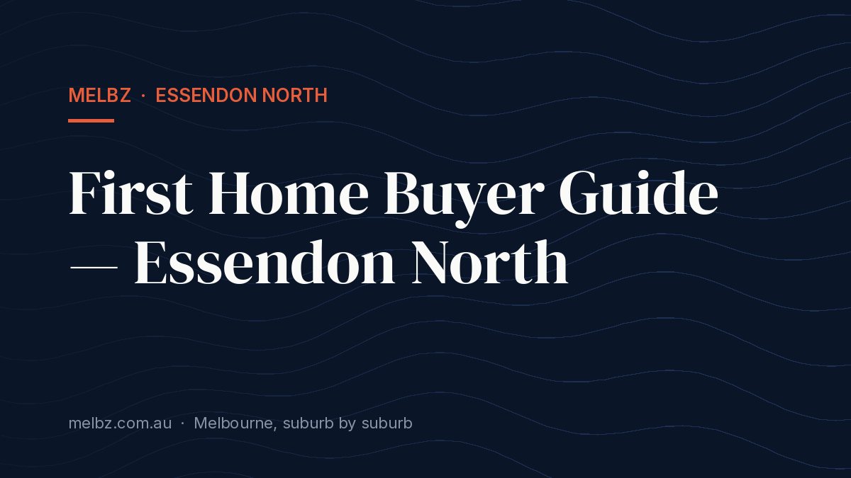 Title card: First Home Buyer Guide — Essendon North
