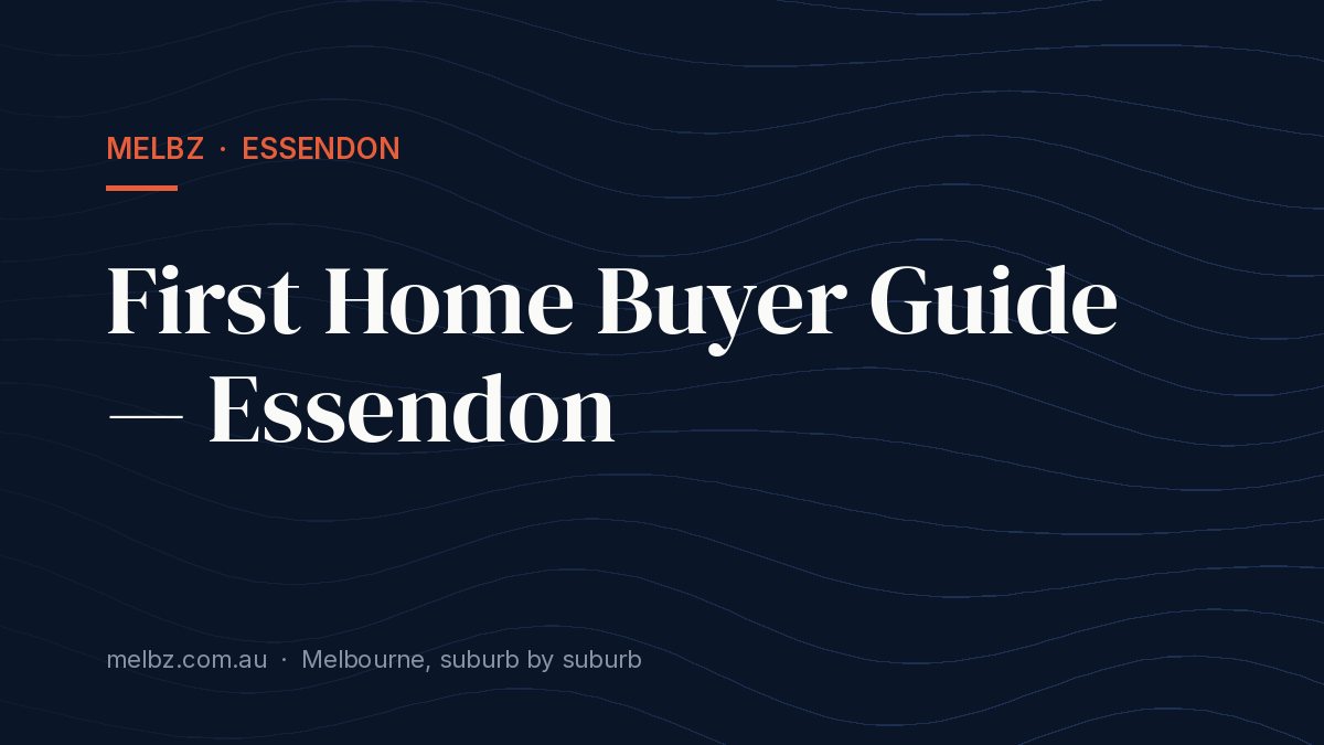 Title card: First Home Buyer Guide — Essendon
