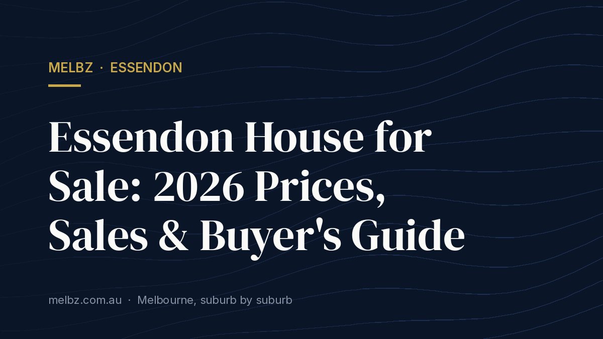 Title card: Essendon House for Sale: 2026 Prices, Sales & Buyer's Guide