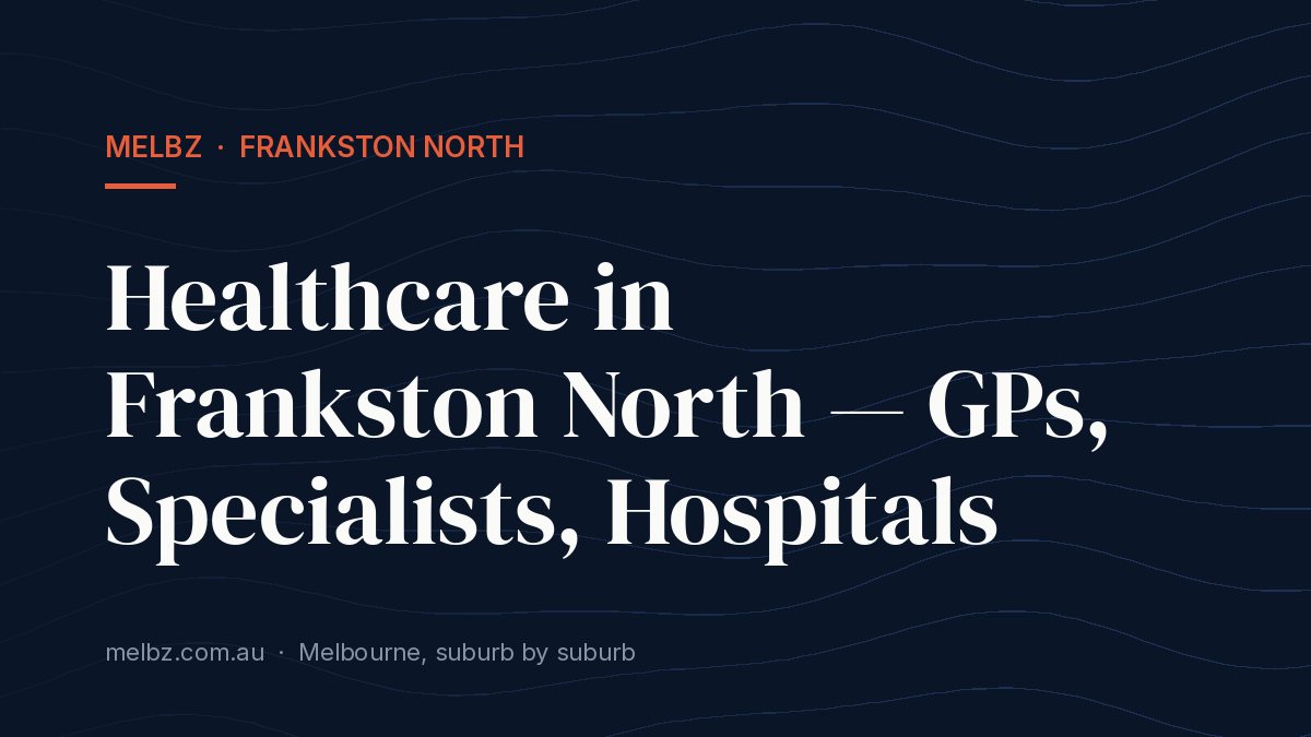 Title card: Healthcare in Frankston North — GPs, Specialists, Hospitals