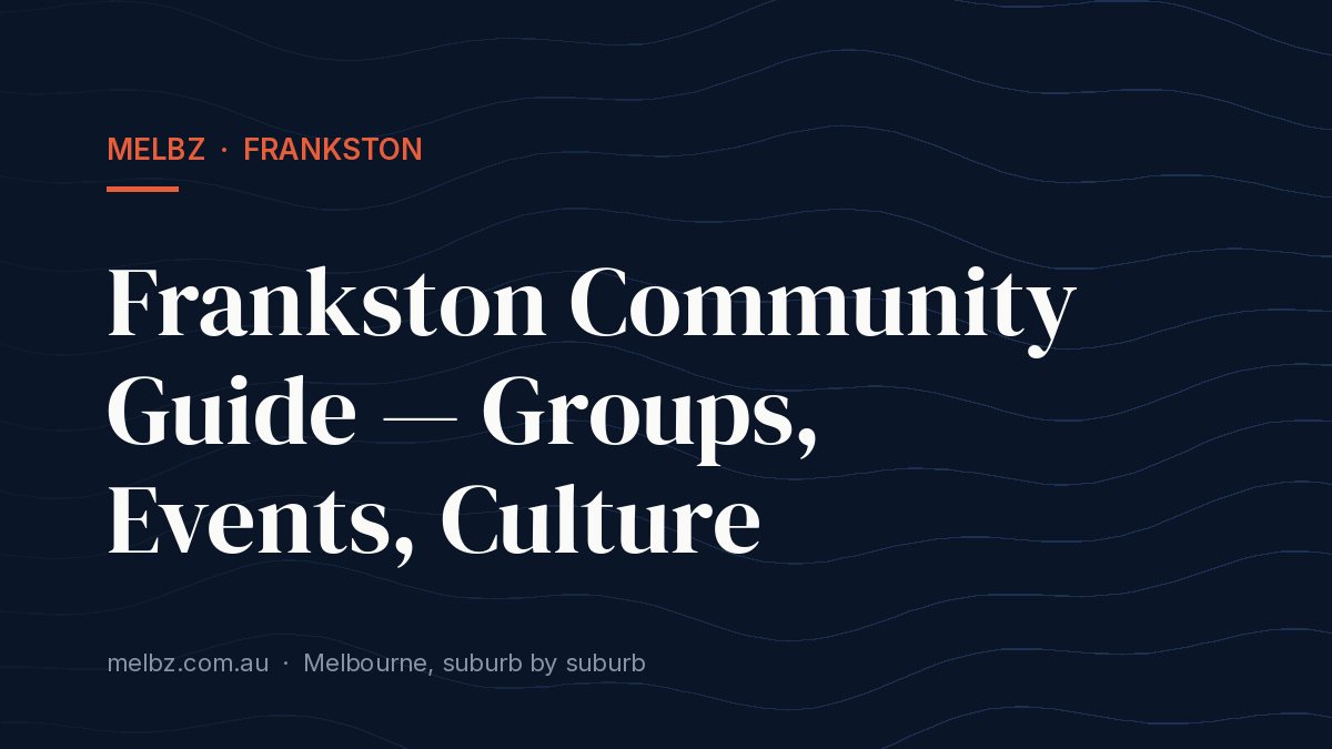 Title card: Frankston Community Guide — Groups, Events, Culture